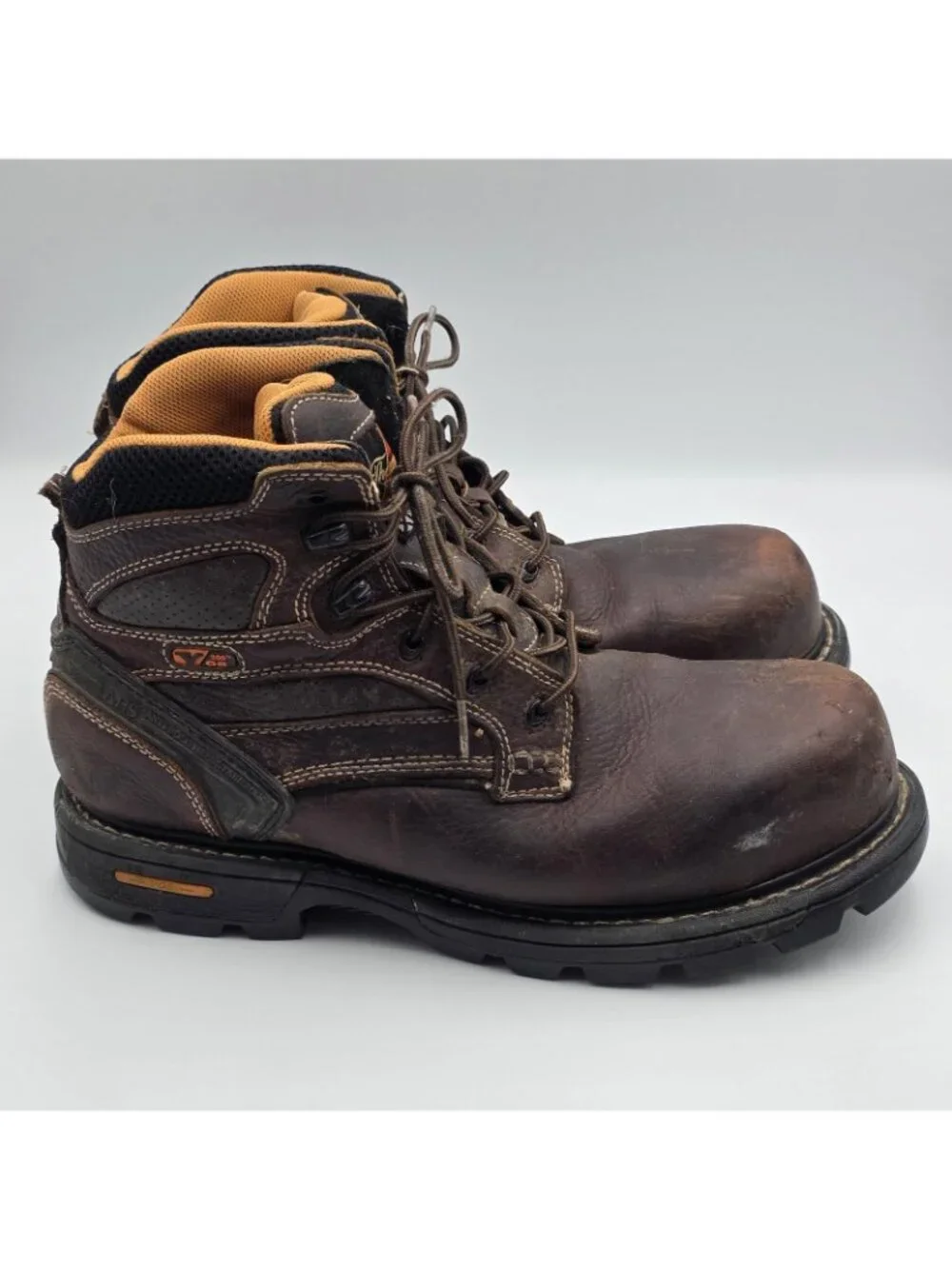 Thorogood VGS 300 GS Work Boots Mens 12 Brown Leather Safety Toe Slip Resistant